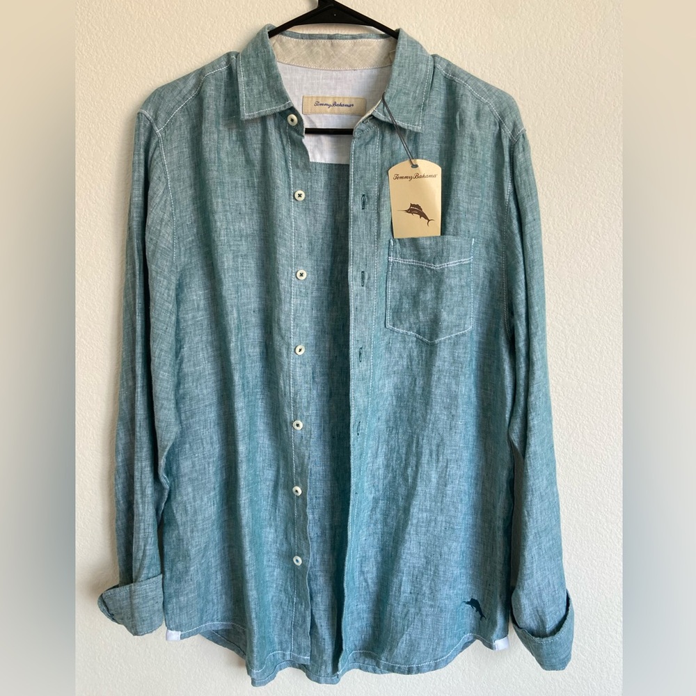 New Tommy Bahama Sea Glass Breezer Linen Shirt size s